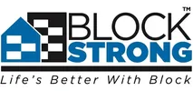 A blue and black logo for blood strong