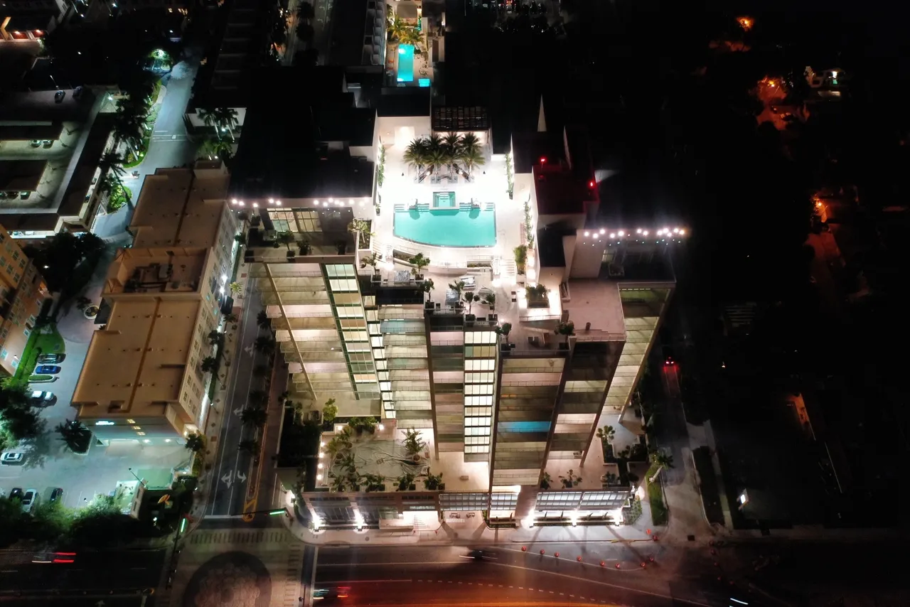 A building with lights on top of it